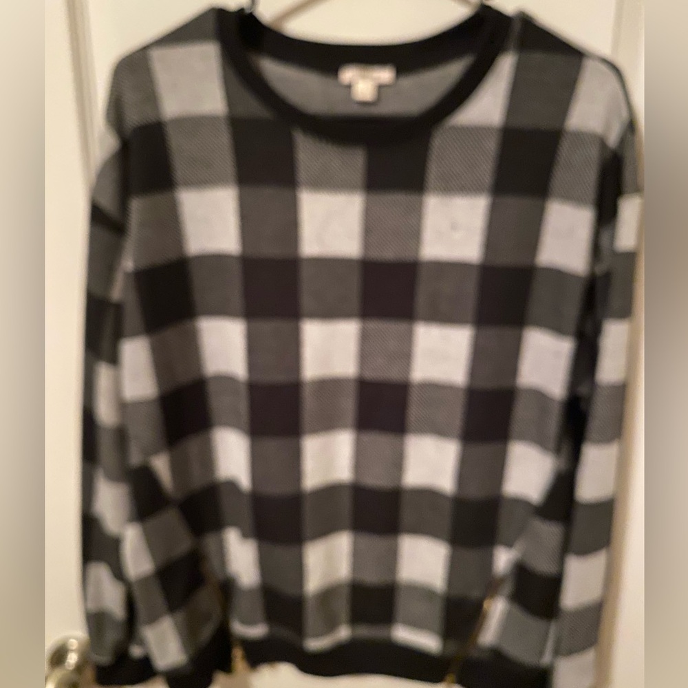 Juniors Timing Black Gray Checkered Sweatshirt with 2 Zippers